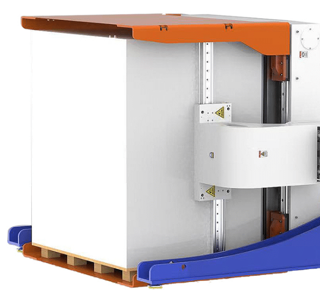 Automatic paper pile turning machine performing side alignment and clamping.