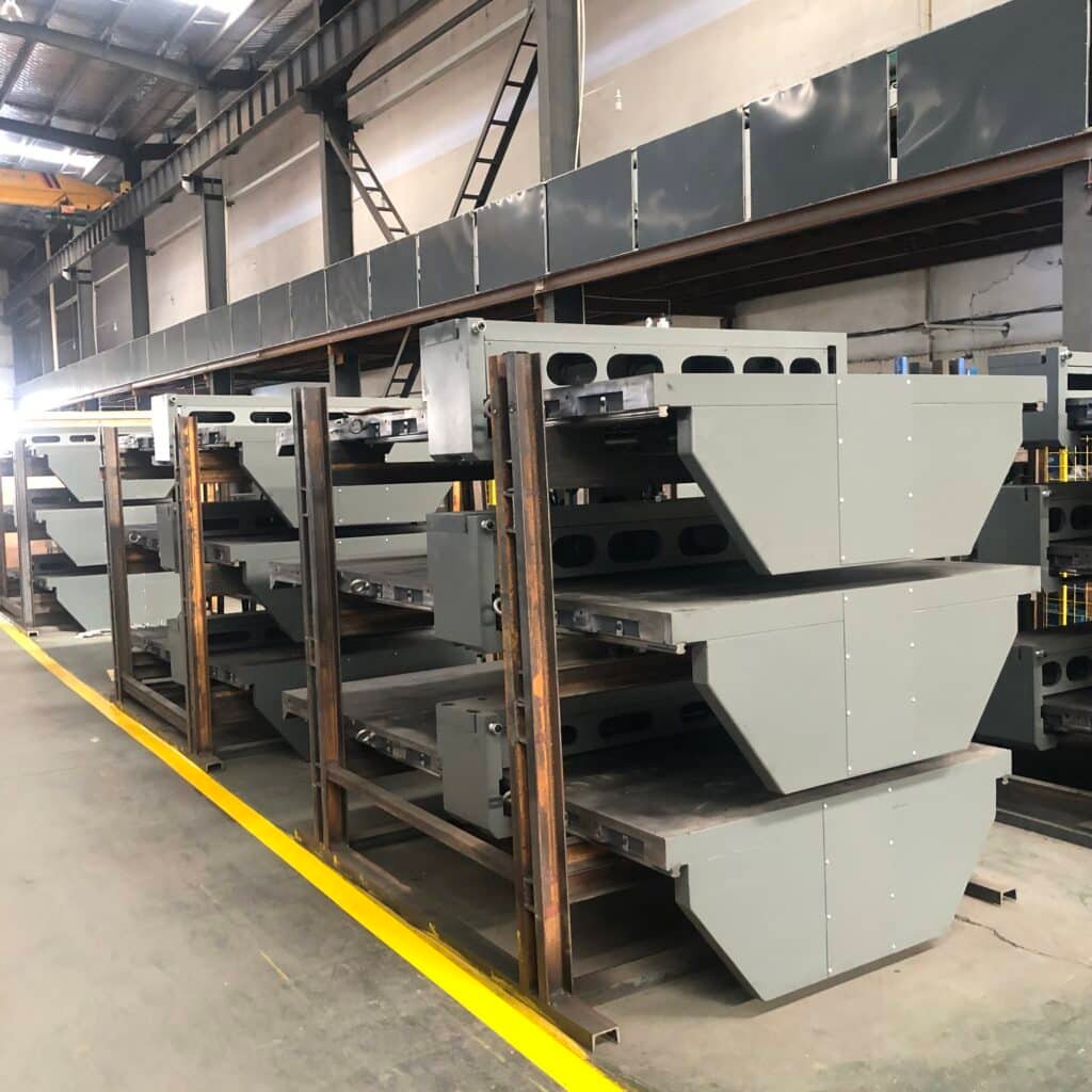 Heavy-duty industrial paper cutter side frames ready for assembly