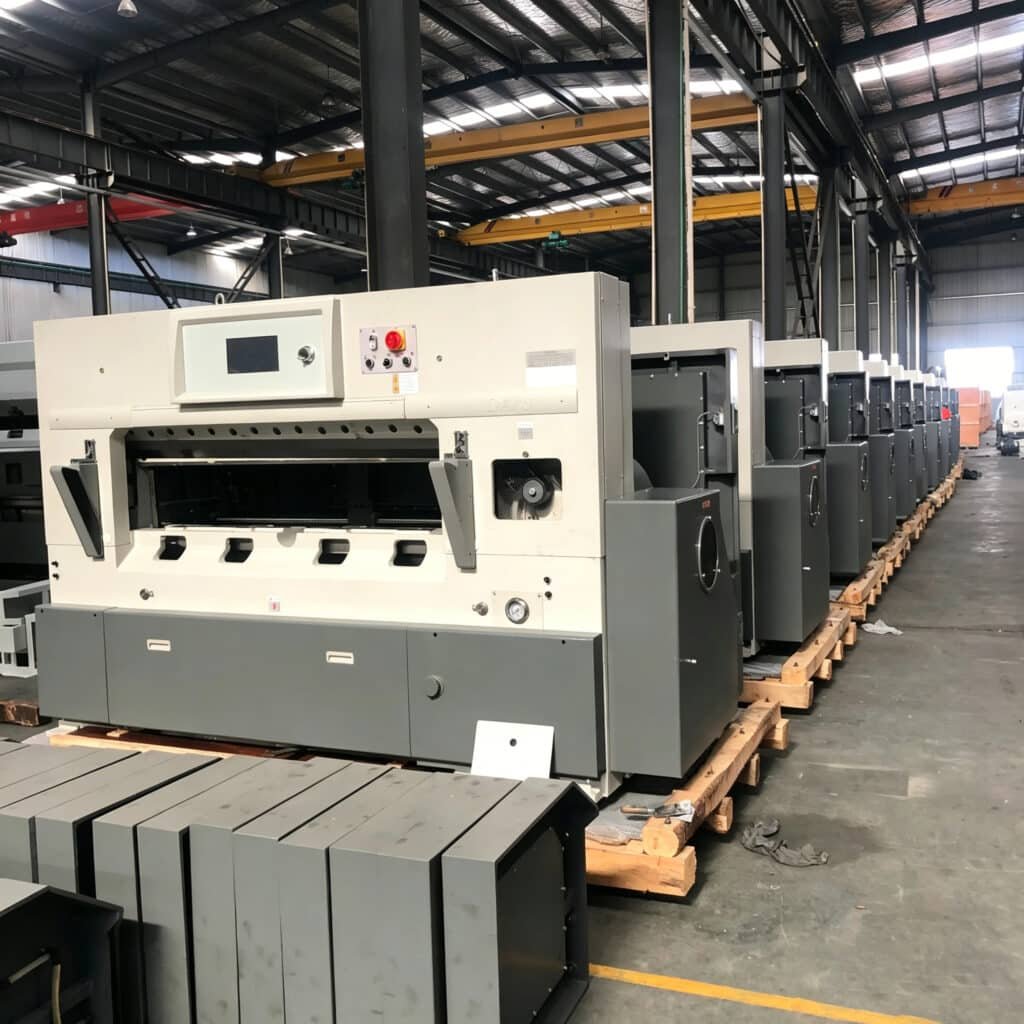 DAIS brand automatic hydraulic paper cutter with digital control system, showcasing robust build quality for long-term value