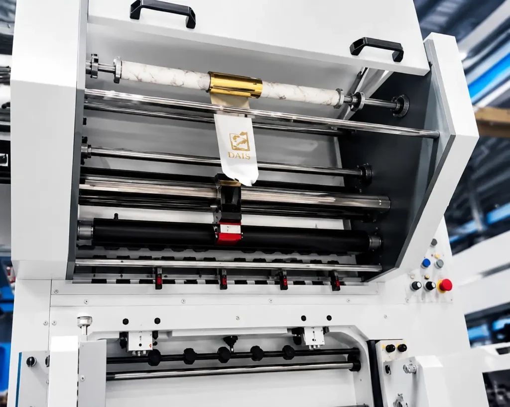 Die cutting section of automatic hot stamping machine with precision mechanical structure and industrial stamping components