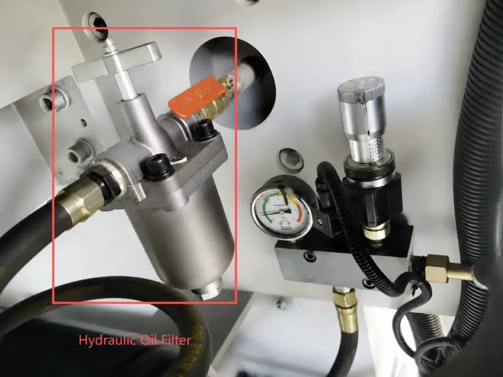 Hydraulic oil filter inside DAIS automatic die cutting machine