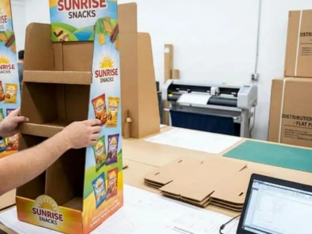 Automatic laminating machine application for retail displays and POS display units