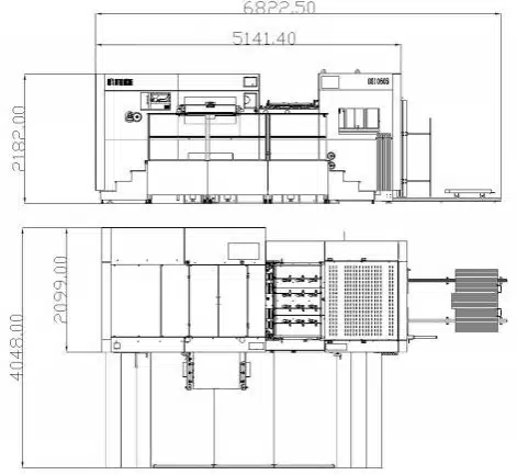 DAIS D1060S automatic die-cutting machine dimensions and installation layout
