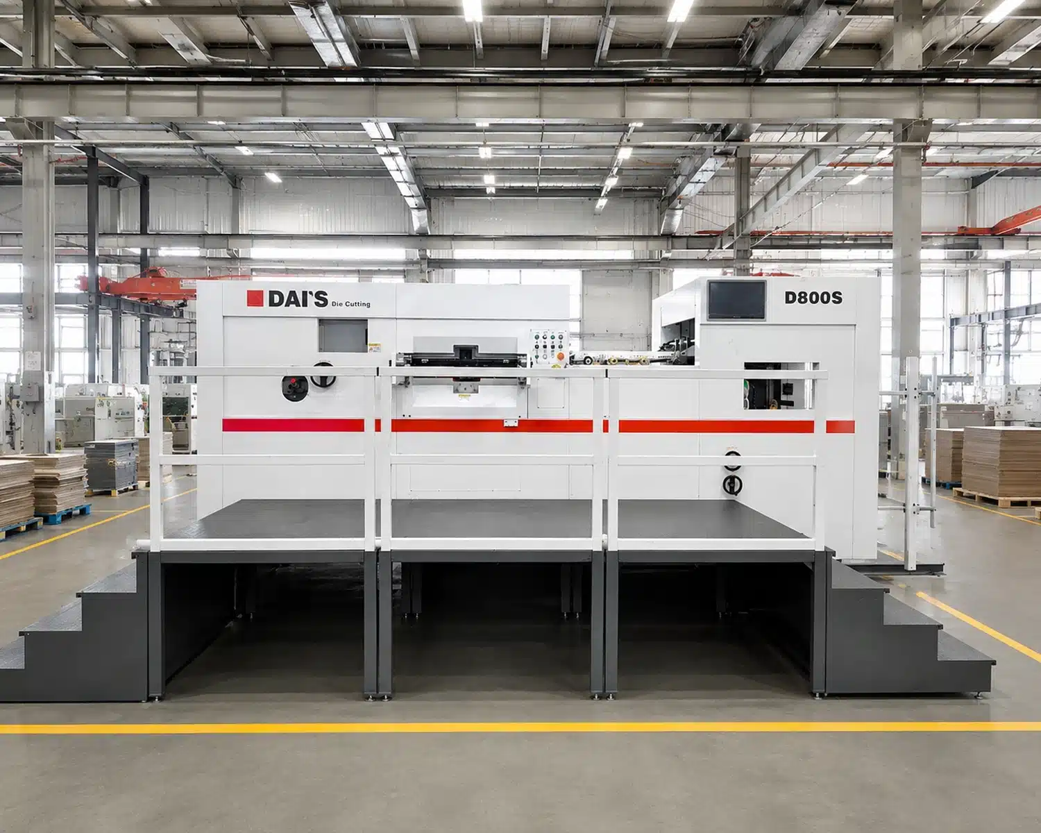 D800S Automatic Flatbed Die Cutting Machine in Customer Packaging Workshop