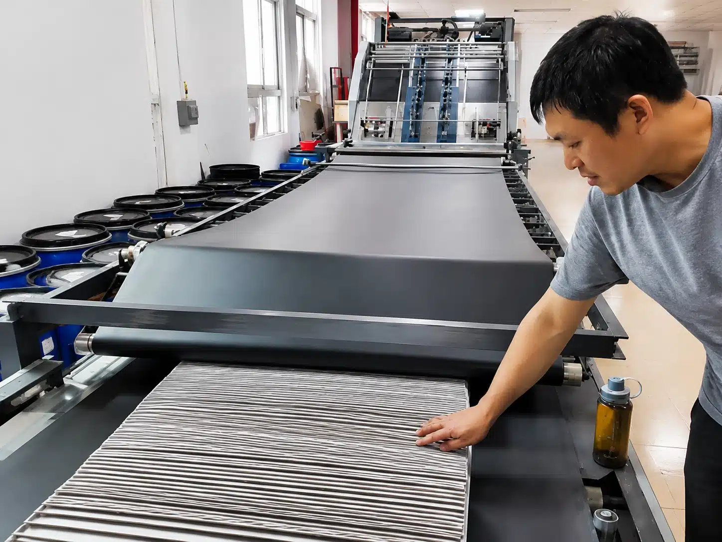 DS-1650SD automatic laminating machine application in paper converting factory for paperboard processing