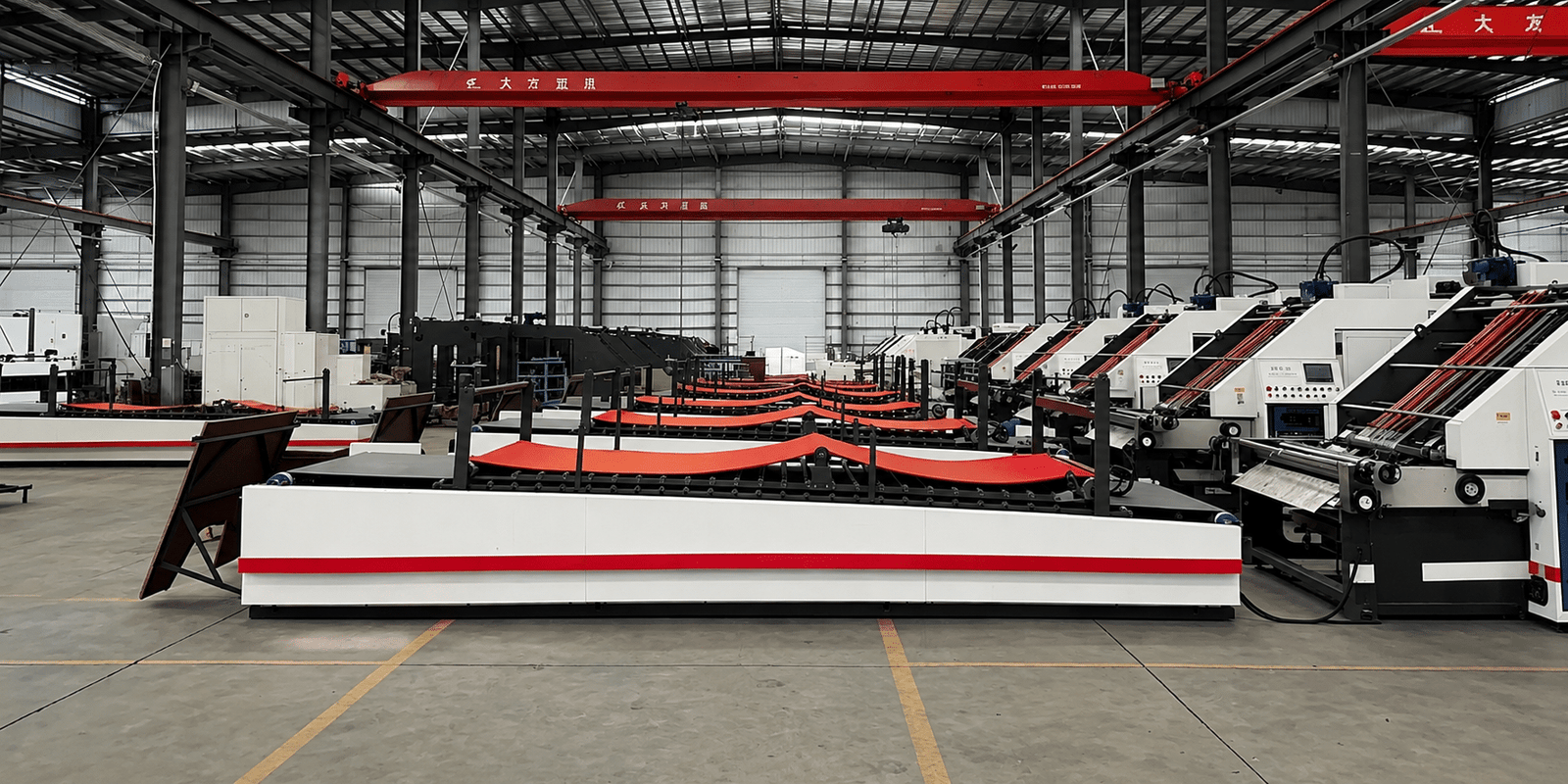 DS-1650SO automatic laminating machine installed in a large factory workshop for industrial paperboard production