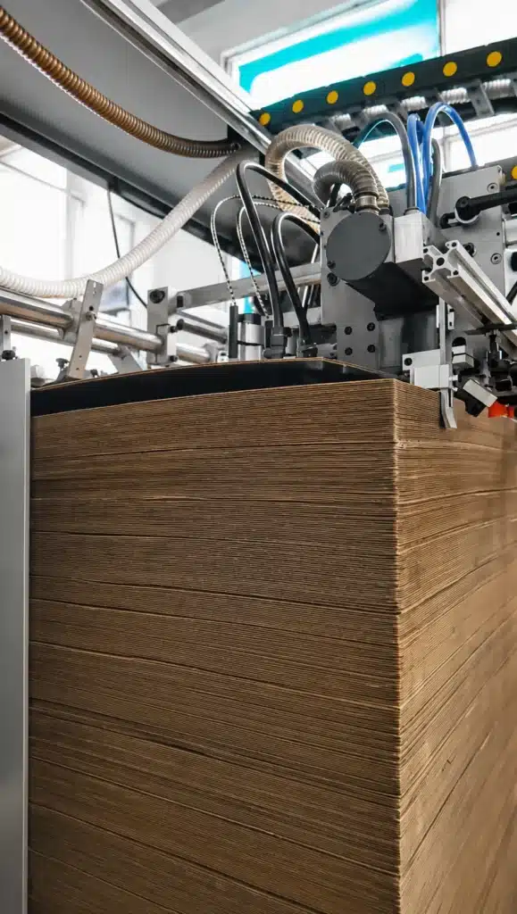 Automatic flatbed die cutting machine configuration for packaging production showing feeder and delivery sections