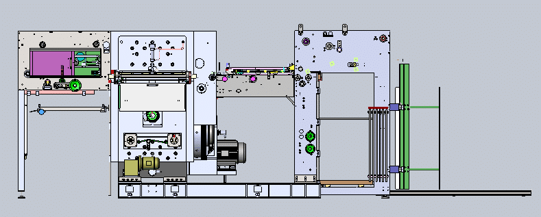 Flatbed die cutter showing gripper bars and transport chains that control sheet registration, transfer and machine uptime