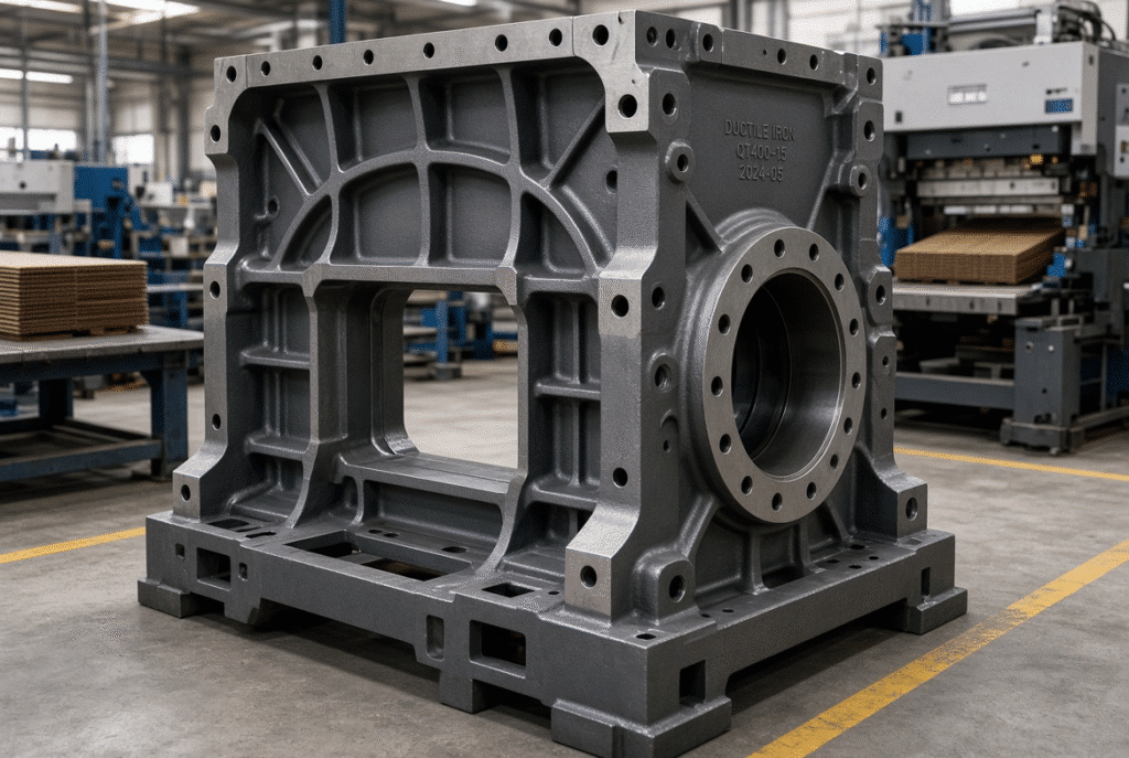 QT600-3 ductile iron pressure-bearing structure in a die cutting machine