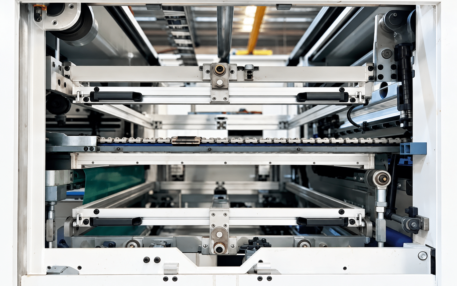 DAIS D1060SQ Automatic Die Cutting and Stripping Machine Internal Mechanism with Guide Rails and Support Frames