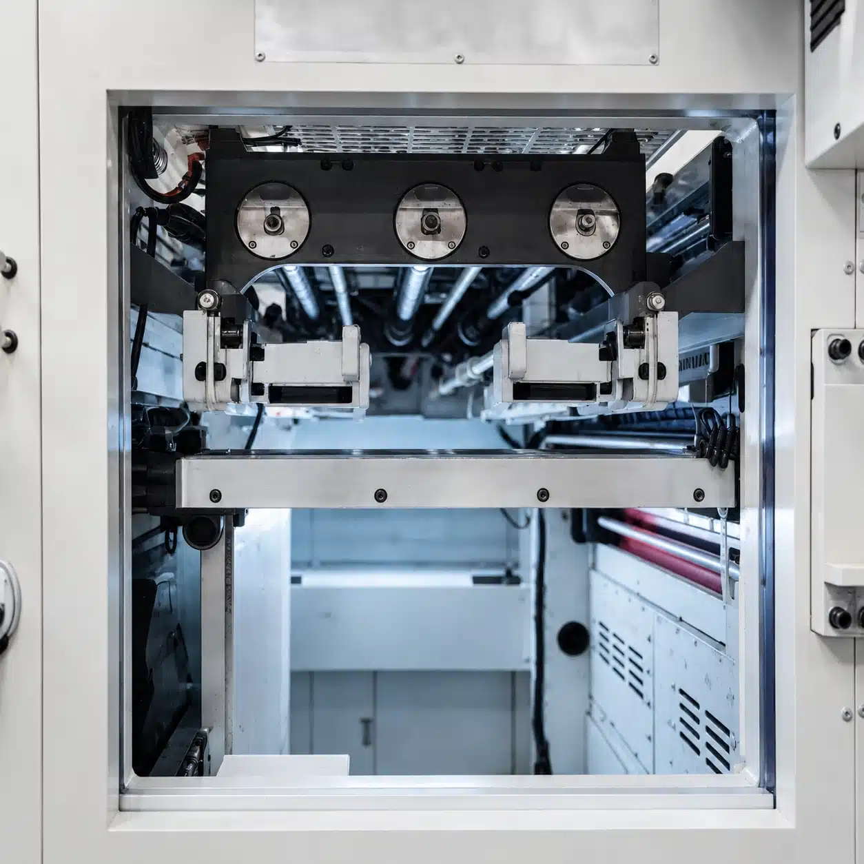 DAIS D1300 Semi-Automatic Die Cutting Machine movable platen assembly and internal mechanical structure